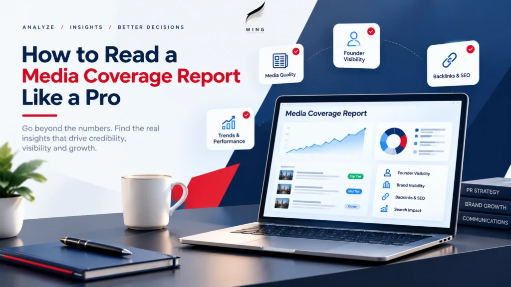 How to read a media coverage report using analytics dashboards to evaluate media quality, brand visibility, backlinks, and PR performance.
